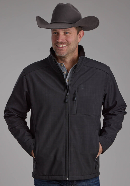 Roper Mens Charcoal Heather With Black Fleece Zipper Jacket