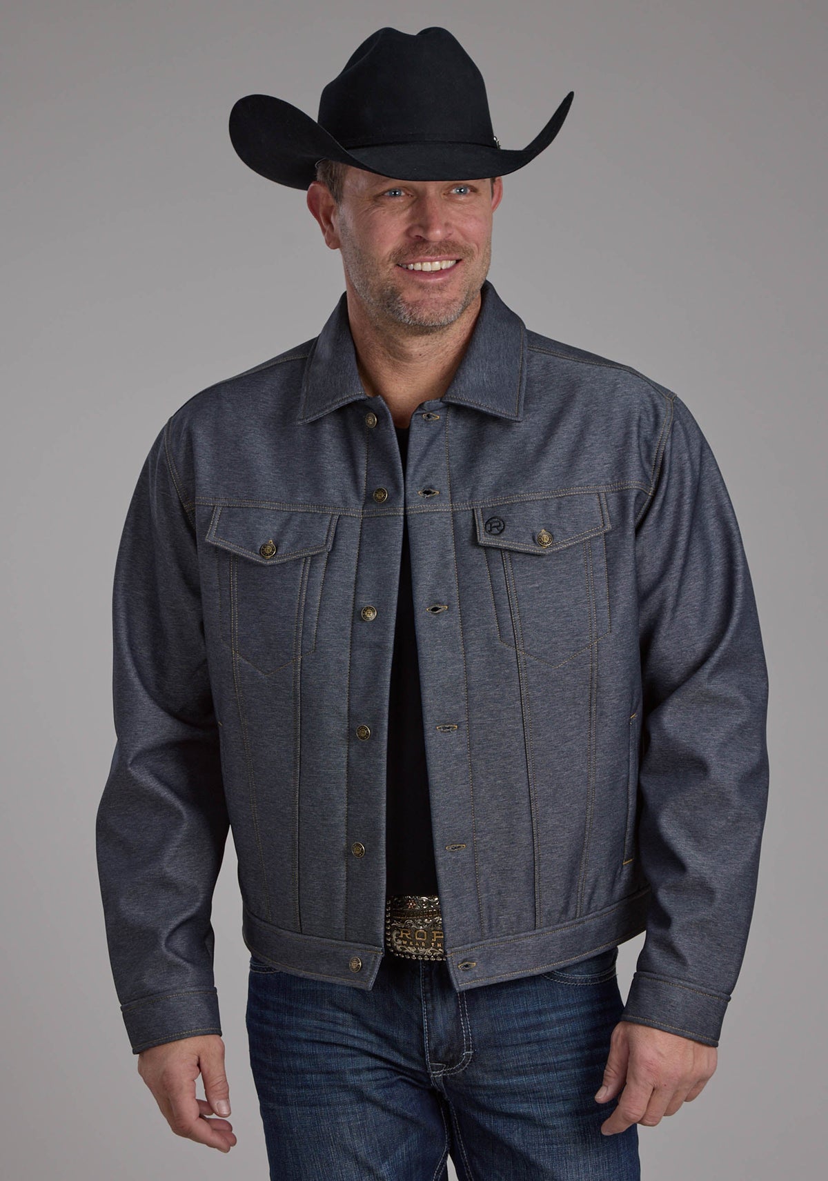 Roper Mens Raised Denim Softshell Button Jacket