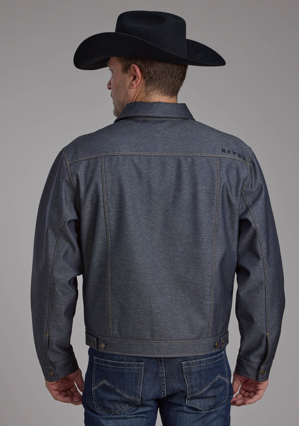 Roper Mens Raised Denim Softshell Button Jacket
