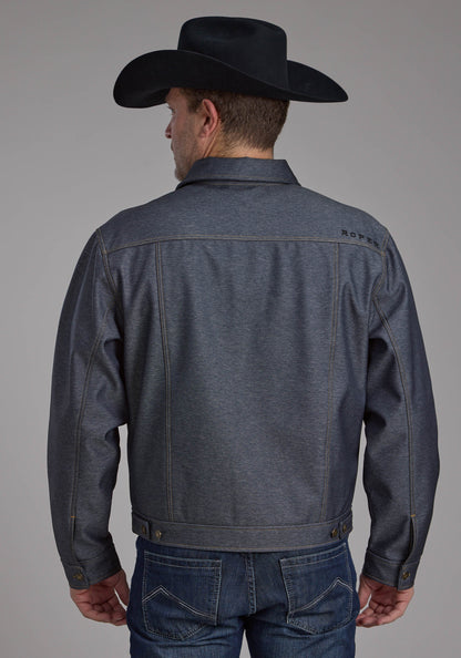 Roper Mens Raised Denim Softshell Button Jacket