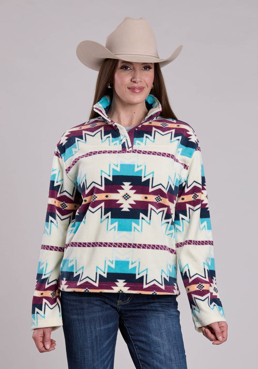 Roper Womens Jacket Snap Large Aztec Print Fleece Pullover Western Jacket