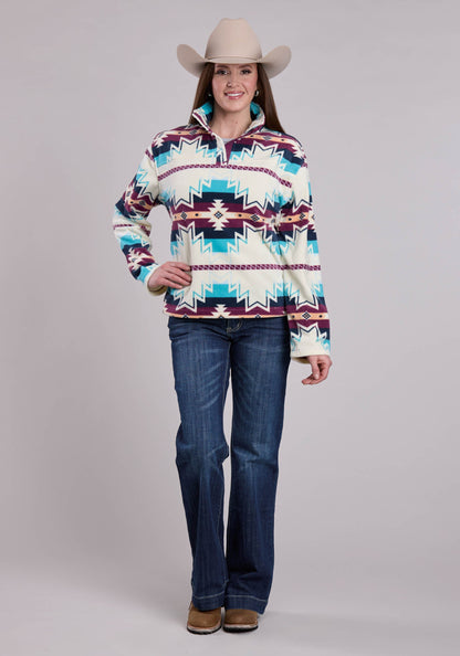 Roper Womens Jacket Snap Large Aztec Print Fleece Pullover Western Jacket