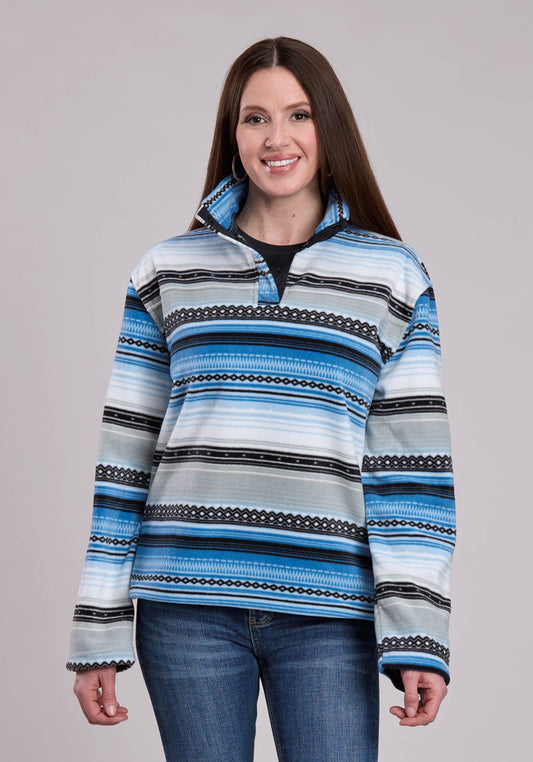 Roper Womens Jacket Snap Blue Black Gray Horizontal Aztec Print P O Western Jacke