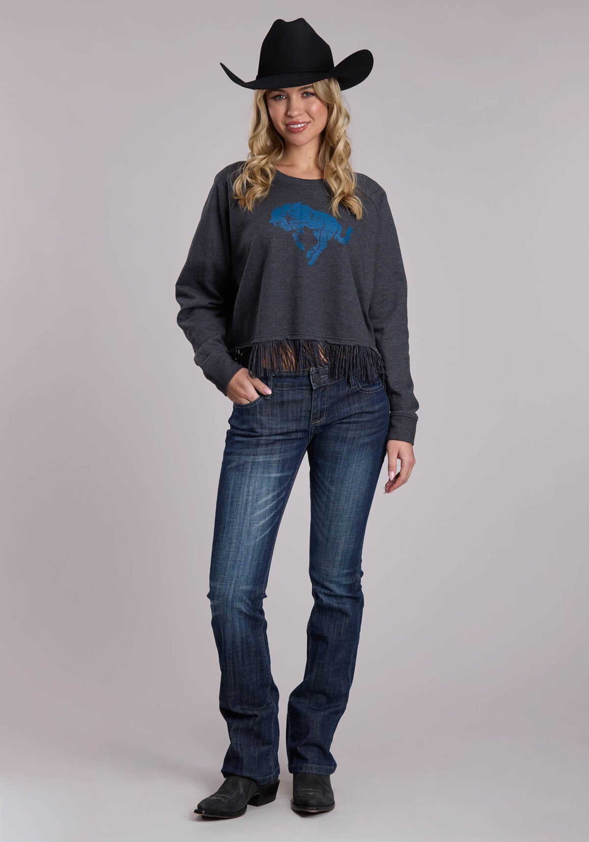 Roper Womens Roper Cotton Fleece Western Crew Neck Pullover Jacket