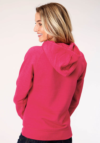 Roper Womens Knit Rose Heathered Asymetrical Hoodie Sweatshirt