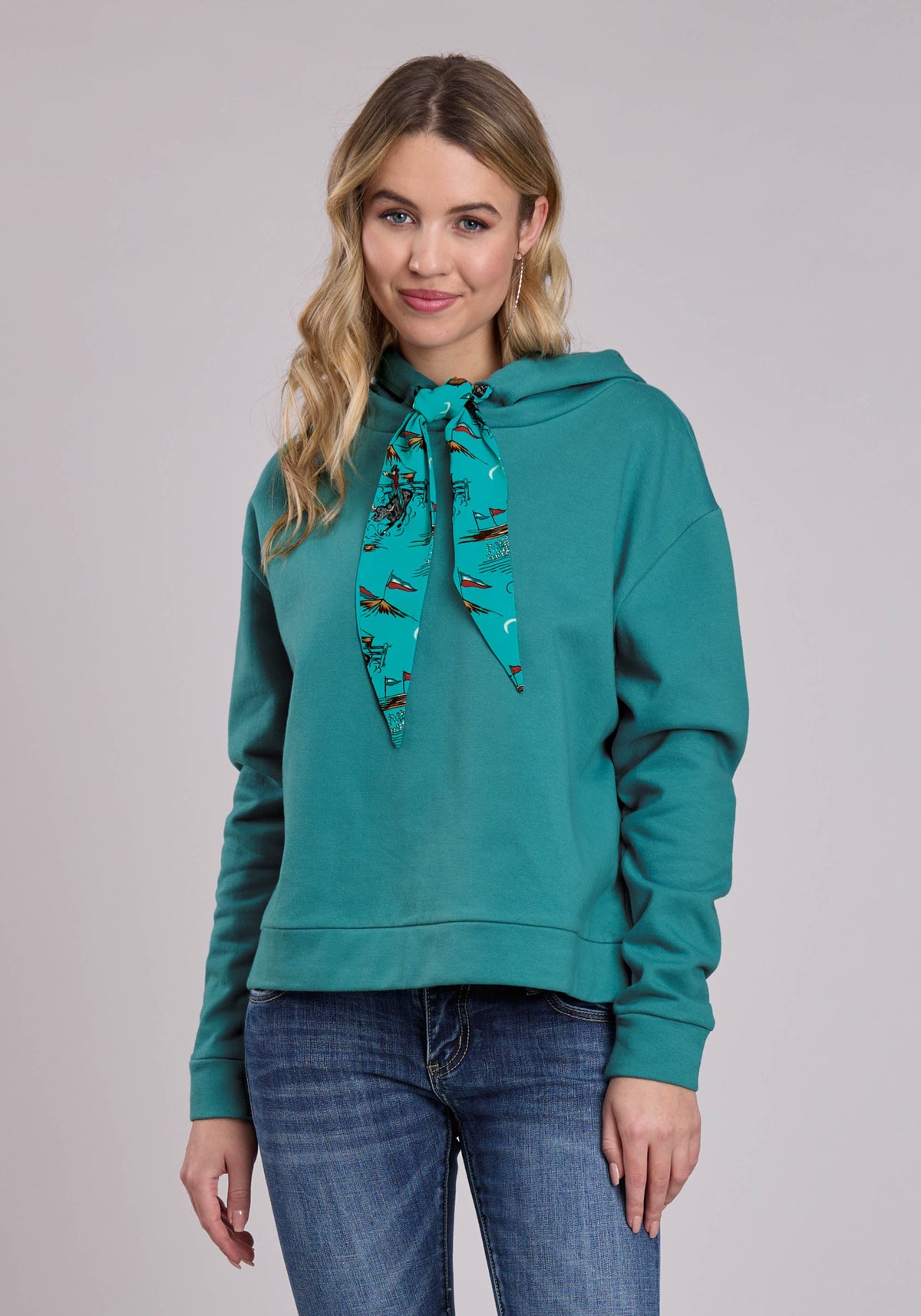 Roper Womens Jacket Pullover Turquoise Fleece Slouchie Hoodie Western Jacket