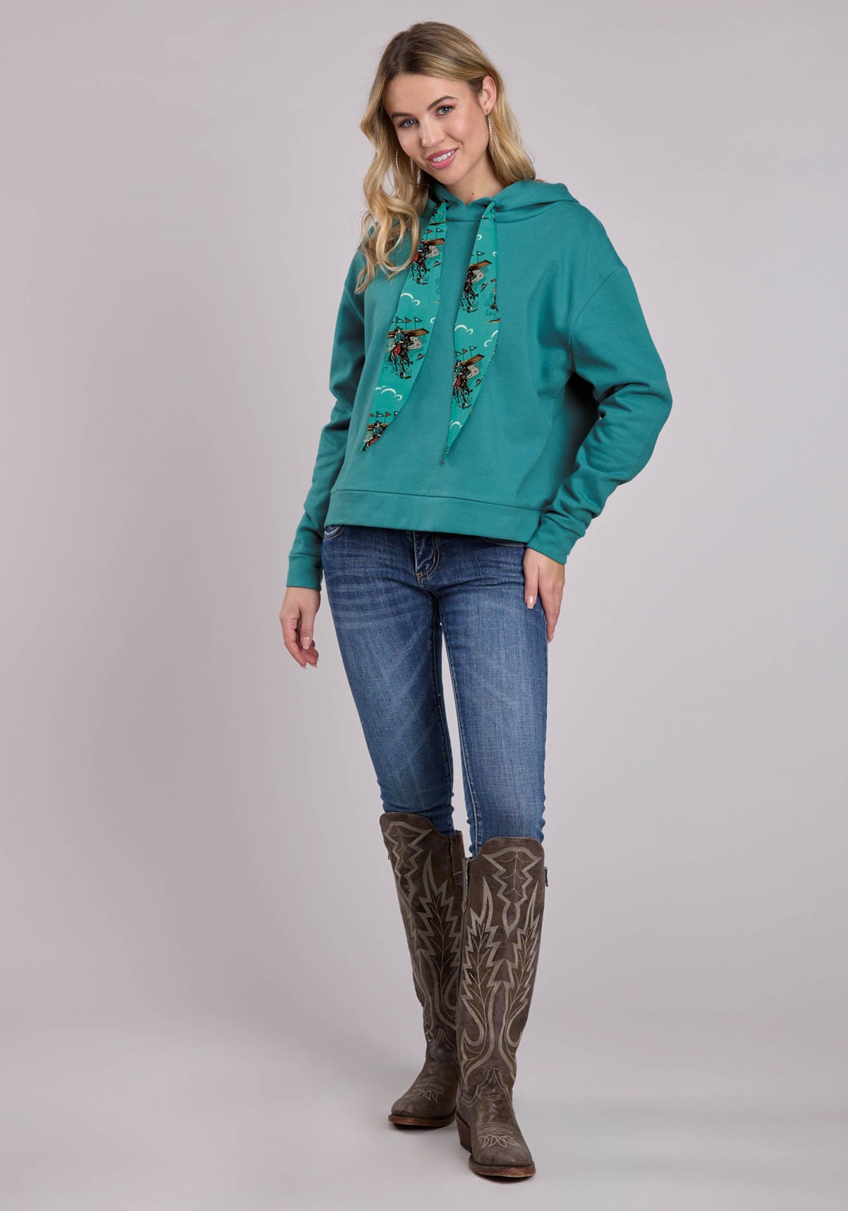 Roper Womens Jacket Pullover Turquoise Fleece Slouchie Hoodie Western Jacket