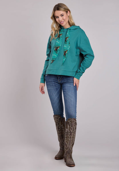 Roper Womens Jacket Pullover Turquoise Fleece Slouchie Hoodie Western Jacket