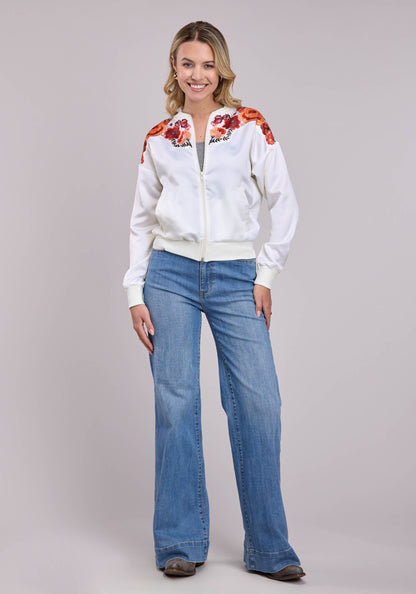 Roper Womens Jacket Zipper Poly Satin Bomber Western Jacket