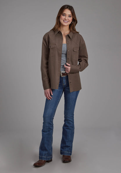 Roper Womens Pigment Dyed Twill Oversized Button Jacket