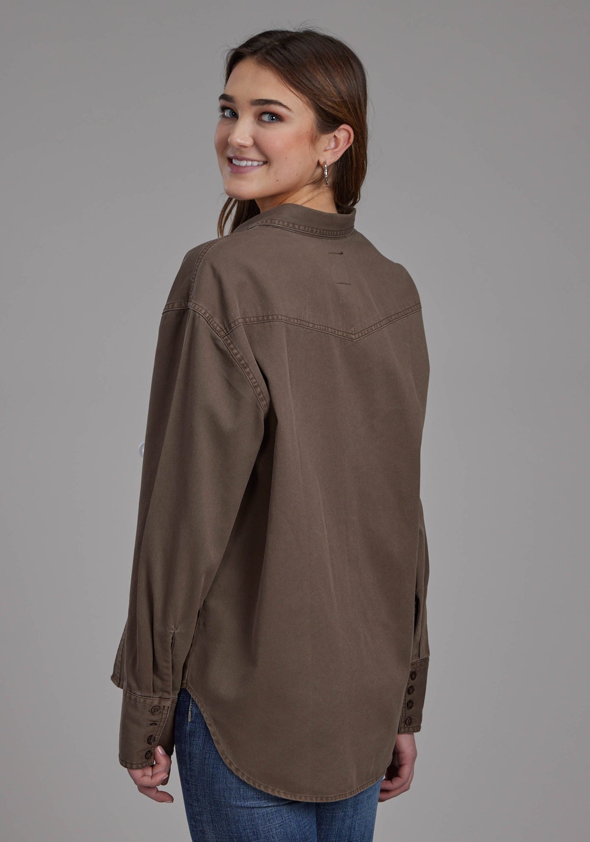 Roper Womens Pigment Dyed Twill Oversized Button Jacket