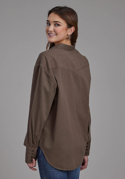 Roper Womens Pigment Dyed Twill Oversized Button Jacket