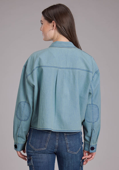 Roper Womens Light Blue Denim Button Jacket