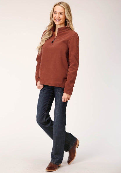 Roper Womens Sienna Rust Micro Fleece Pullover