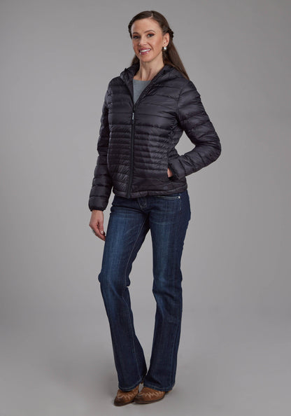 Roper Womens Black Nylon Down Zipper Jacket