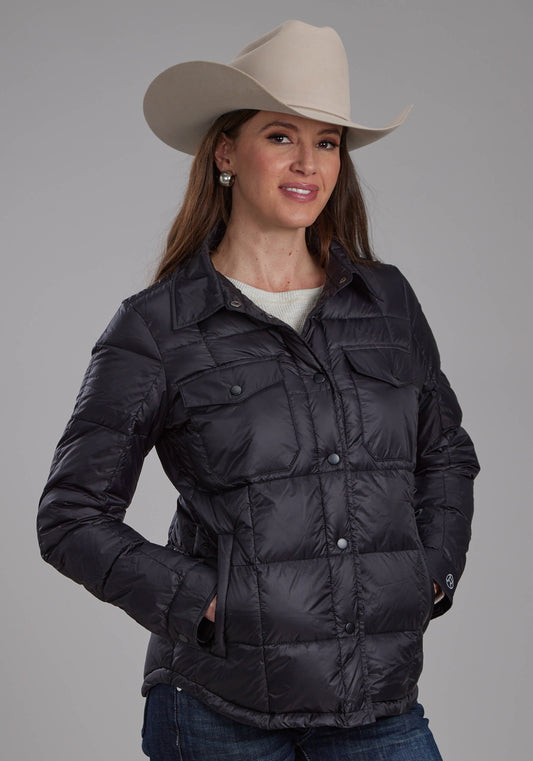 Roper Womens Black Nylon Shirt Zipper Jacket