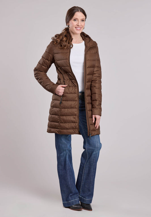 Roper Womens Jacket Zipper Nylon Down Proof Coated Long Coat Western Jacket