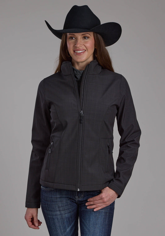 Roper Womens Charcoal Heather With Black Fleece Zipper Jacket