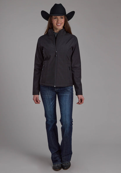 Roper Womens Charcoal Heather With Black Fleece Zipper Jacket