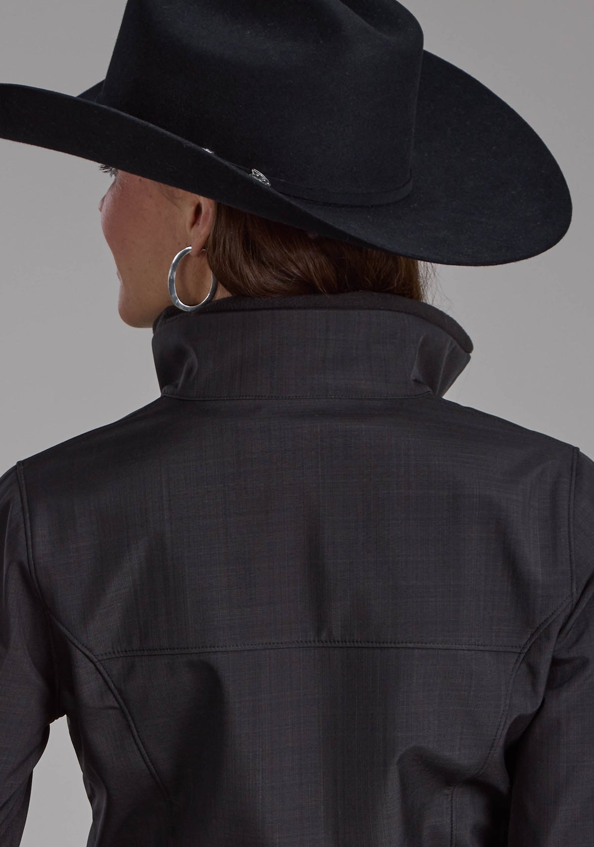 Roper Womens Charcoal Heather With Black Fleece Zipper Jacket