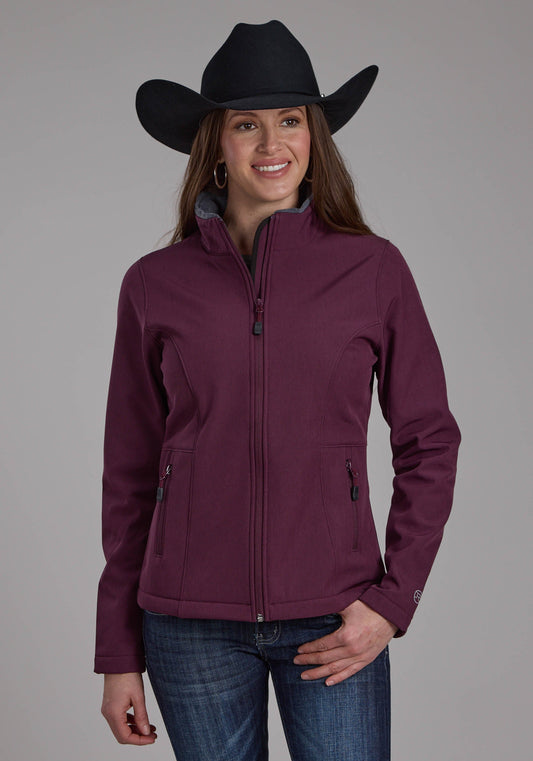 Roper Womens Wine Heather With Gray Fleece Zipper Jacket