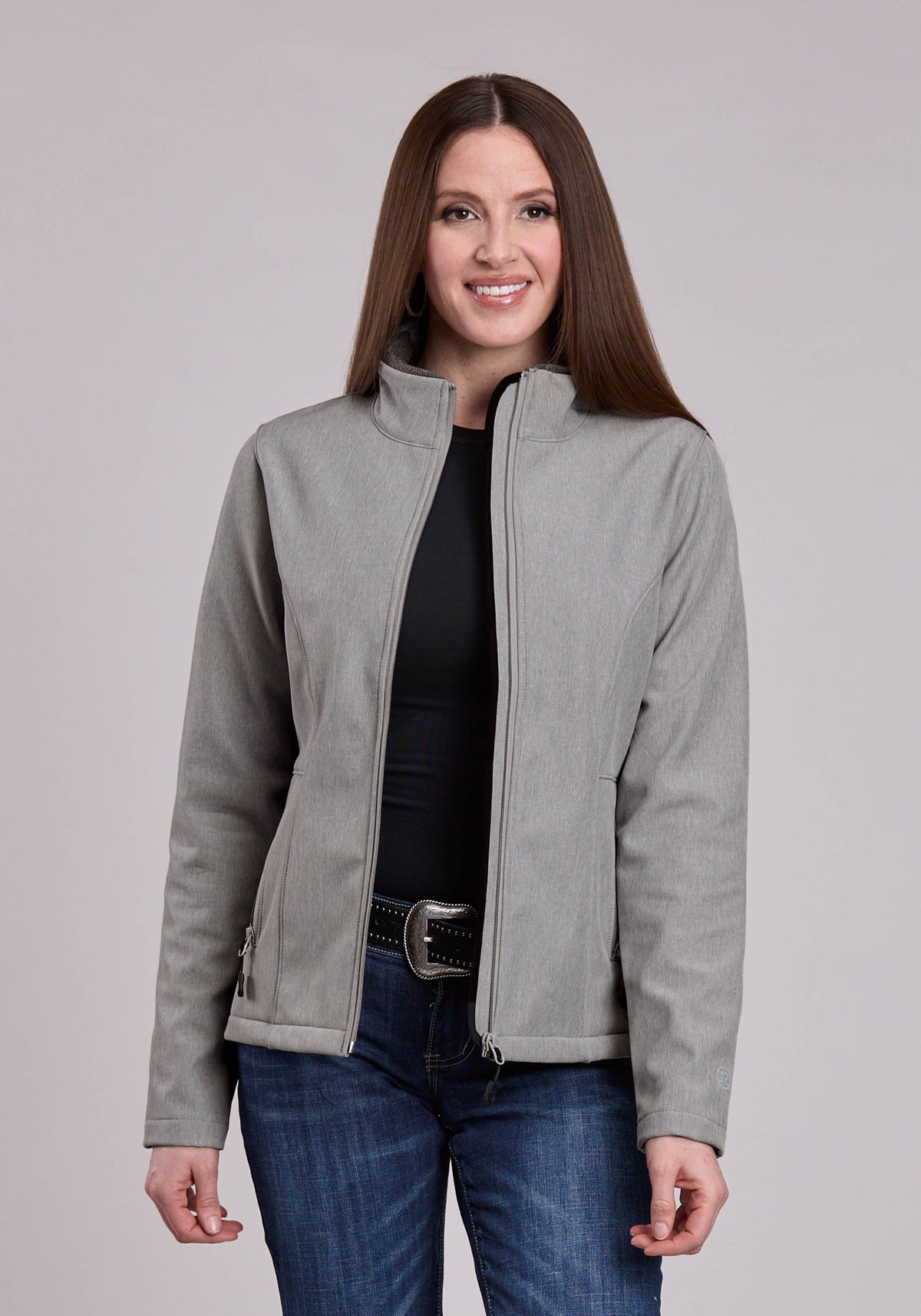 Roper Womens Jacket Zipper Cream Grey Stripe Western Jacket