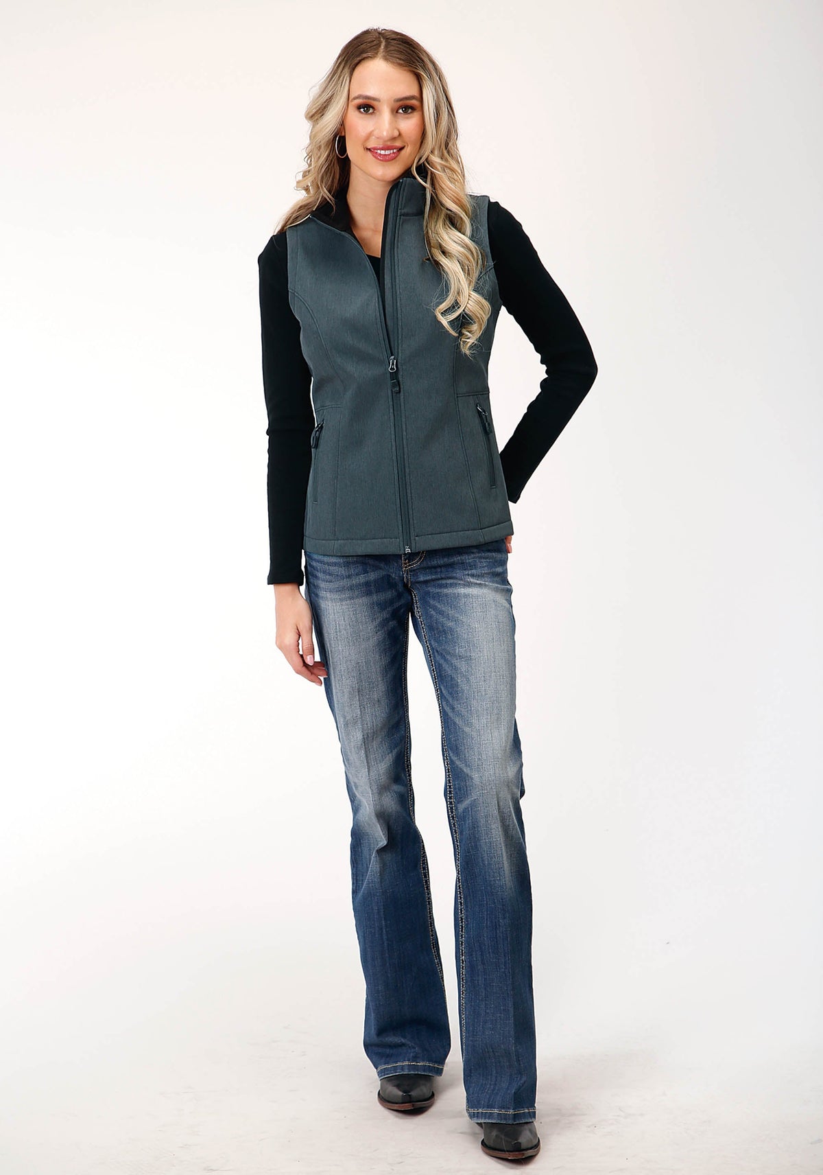 Roper Womens Tech  Heather Grey Soft Shell Vest