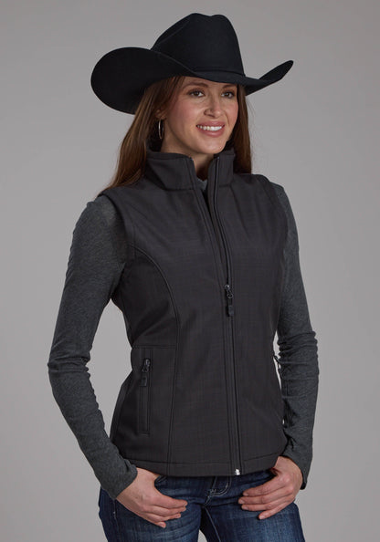 Roper Womens Charcoal Heather With Black Fleece Zipper Vest
