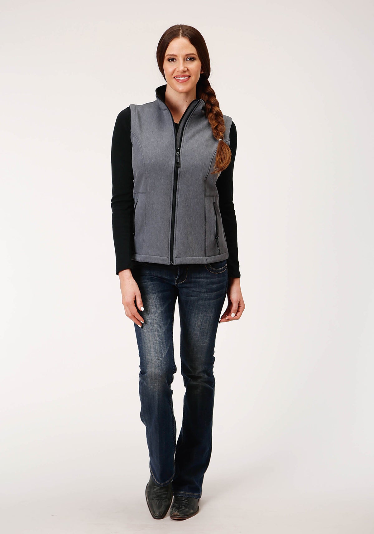 Roper Womens Tech  Heathered Grey Softshell Vest