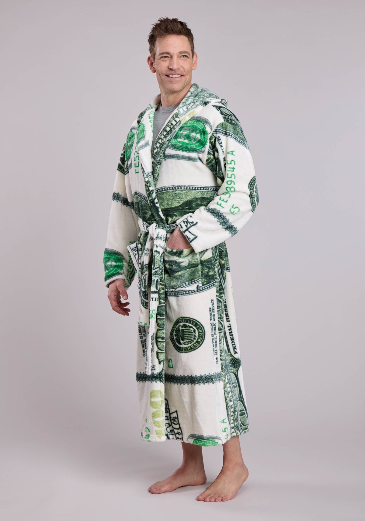 Roper Mens Us Dollar Printed Fleece Robe One Piece Pullover One Piece
