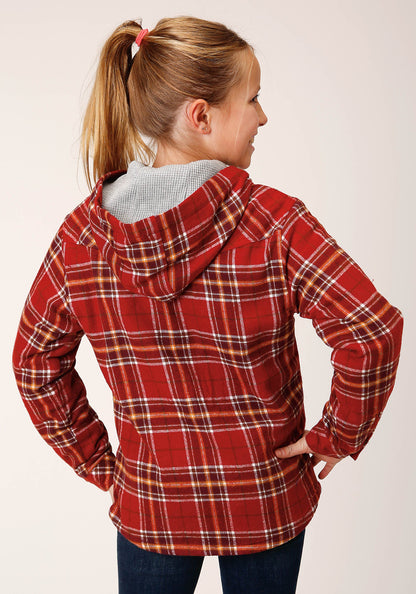 Roper Girls Long Sleeve Snap Thermal Lined Flannel Shirt Jacket