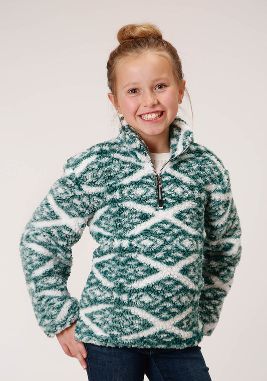 Roper Girls Womens  Diamond Print Polar Fleece Pullover