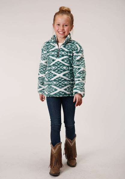 Roper Girls Womens  Diamond Print Polar Fleece Pullover