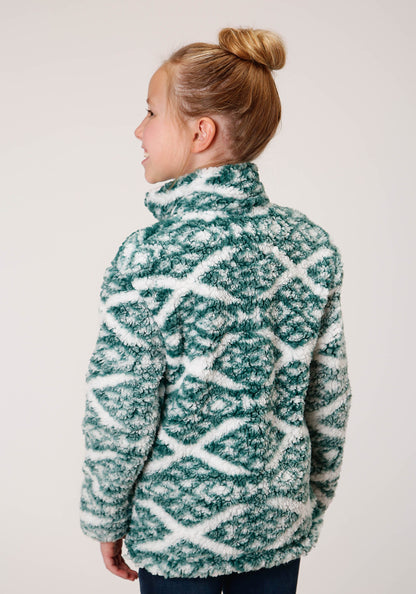 Roper Girls Womens  Diamond Print Polar Fleece Pullover