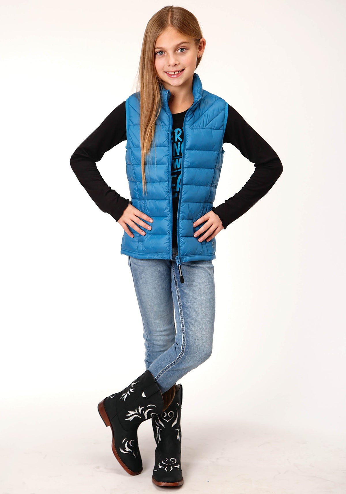 Roper Girls  Crushable Poly Filled  Teal Down Vest