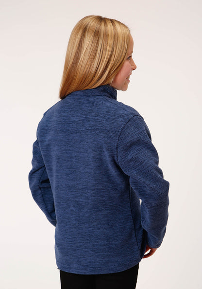 Roper Girls  Melange Navy Micro Polar Fleece Pullover