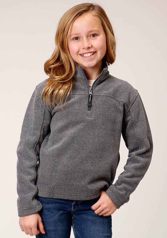 Roper Girls  Heathered Charcoal Micro Polar Fleece Pullover