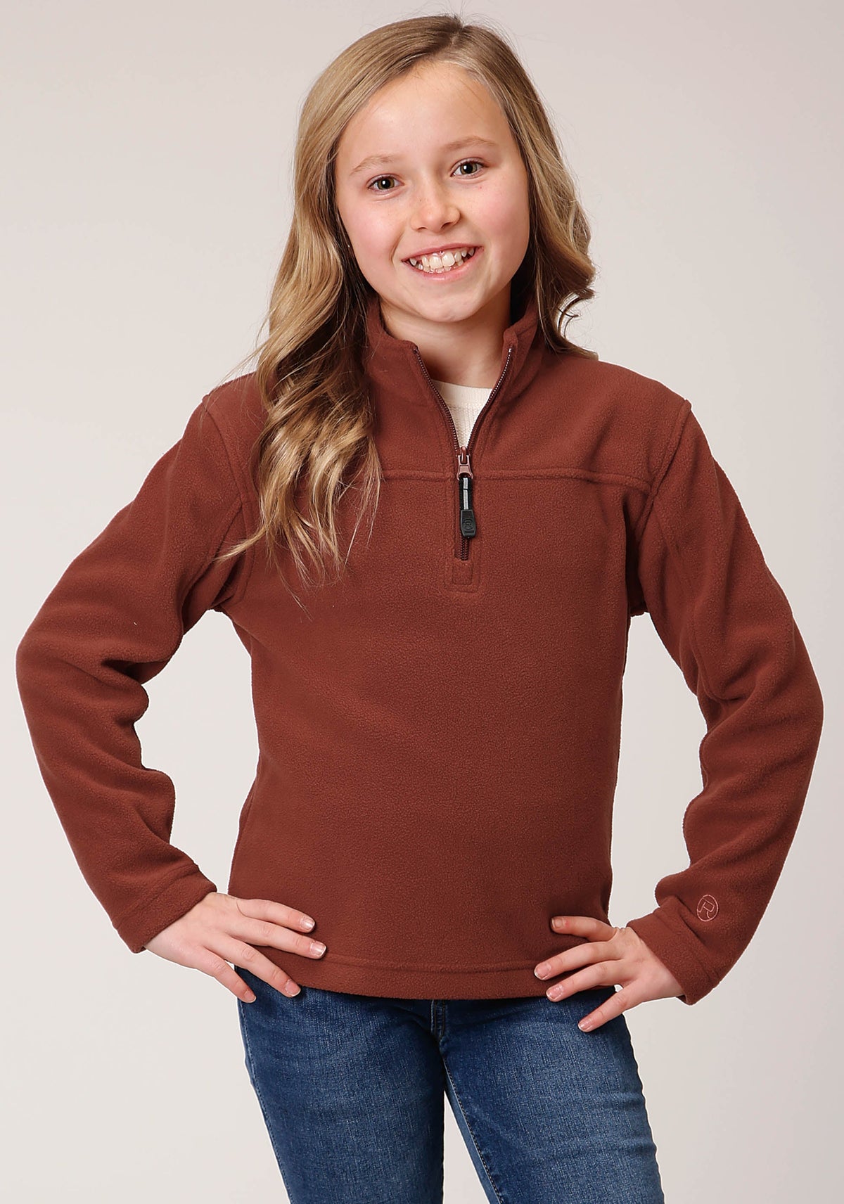 Roper Girls  Sienna Rust Micro Polar Fleece Pullover