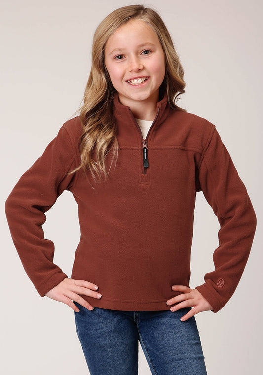 Roper Girls  Sienna Rust Micro Polar Fleece Pullover