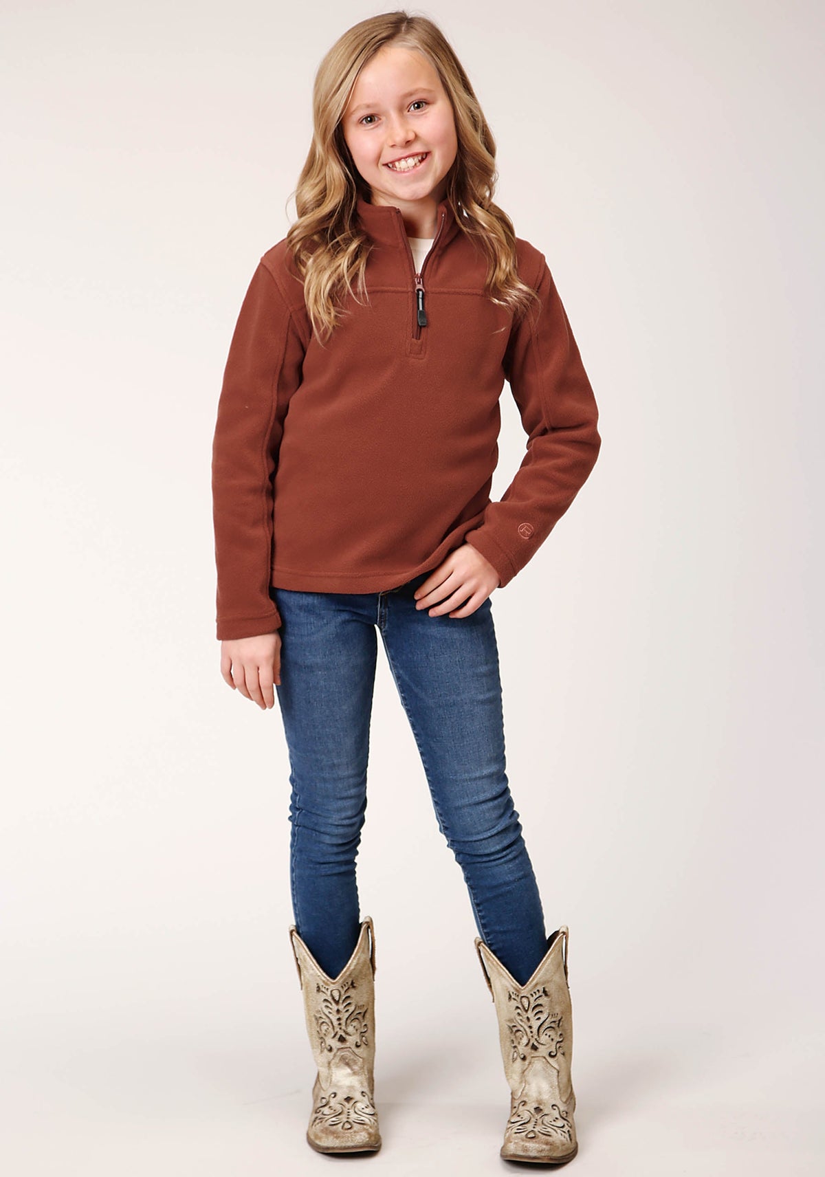 Roper Girls  Sienna Rust Micro Polar Fleece Pullover
