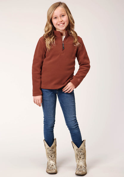 Roper Girls  Sienna Rust Micro Polar Fleece Pullover
