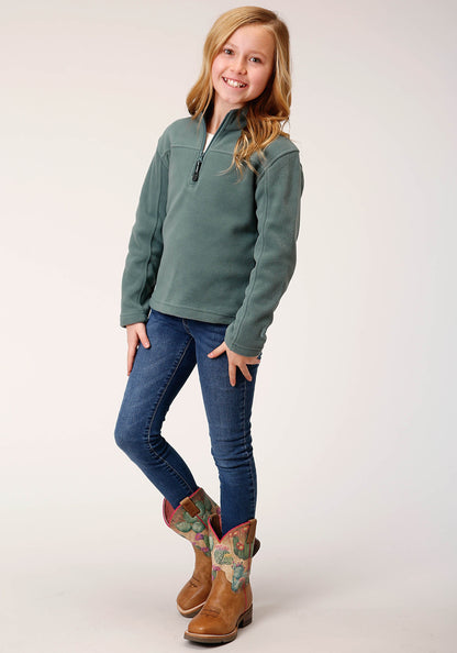 Roper Girls  Misty Green Micro Polar Fleece Pullover