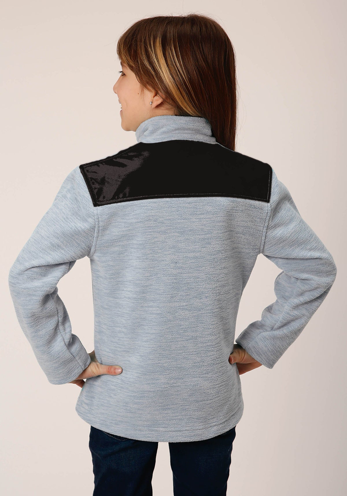 Roper Girls  Hthr Grey Micro Polar Fleece Pullover