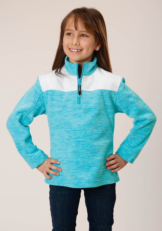 Roper Girls  Hthr Turq Micro Polar Fleece Pullover