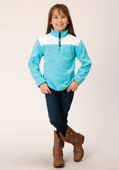 Roper Girls  Hthr Turq Micro Polar Fleece Pullover