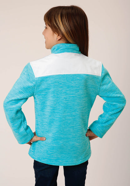 Roper Girls  Hthr Turq Micro Polar Fleece Pullover