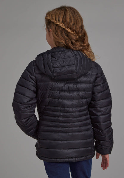 Roper Girls Black Nylon Hooded Coat Zipper Jacket