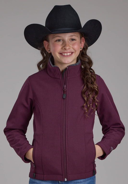 Roper Girls Wine Heather With Gray Fleece Zipper Jacket