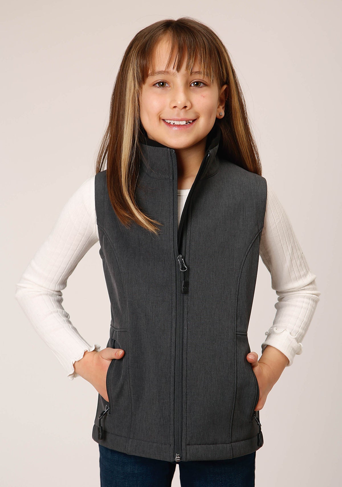 Roper Girls  Heather Grey Soft Shell Tech Vest