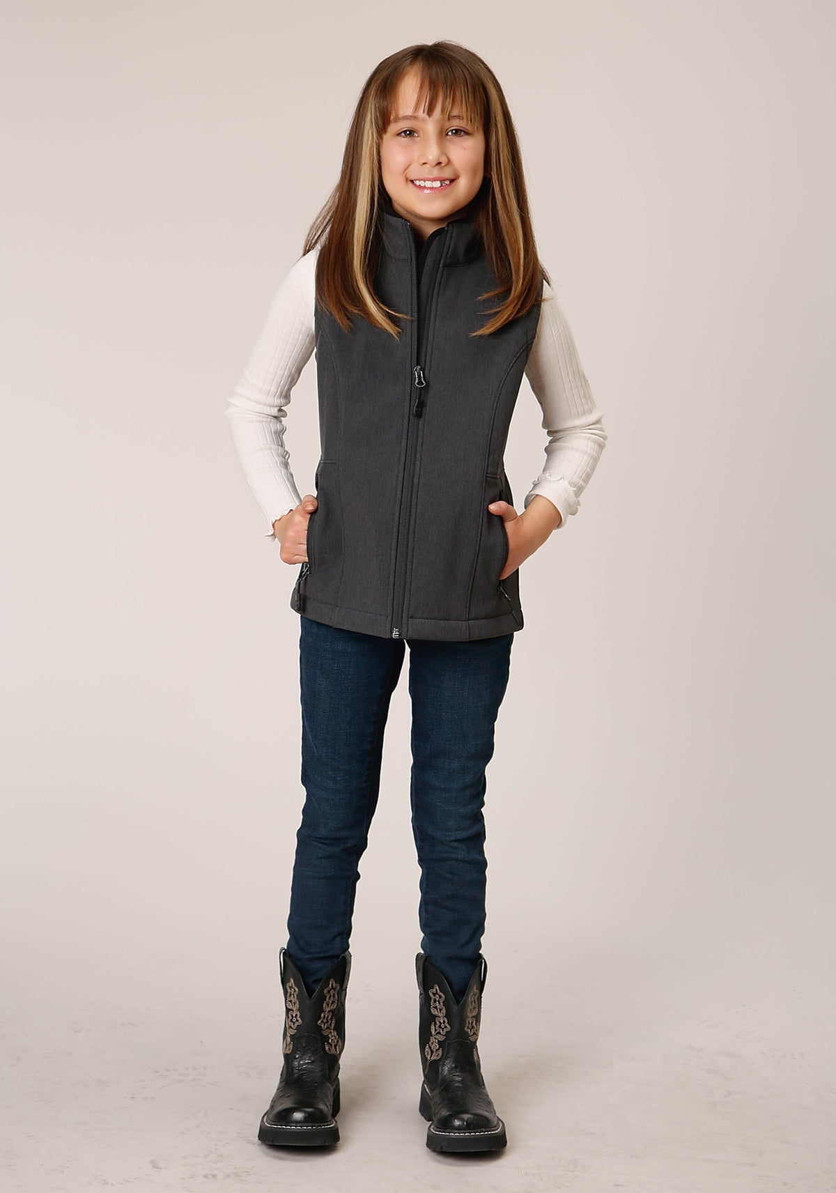 Roper Girls  Heather Grey Soft Shell Tech Vest